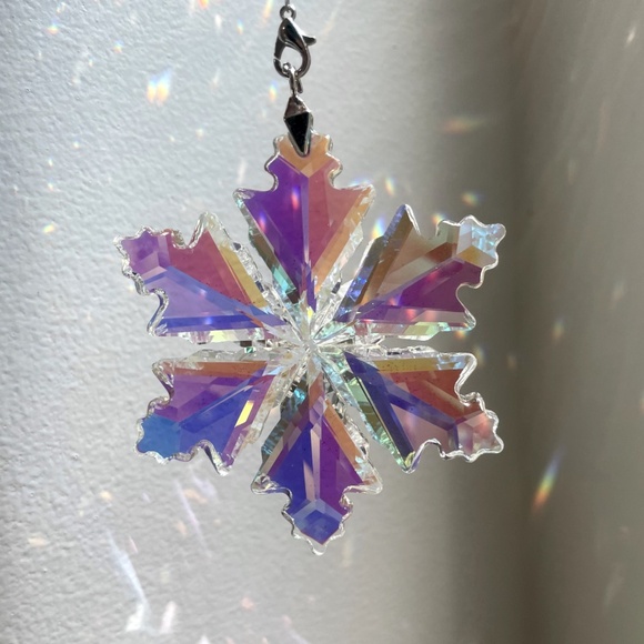 Crystal Snowflake Sun Catcher Christmas Tree Decor Czech Bohemia Crystal Gift - Picture 5 of 5